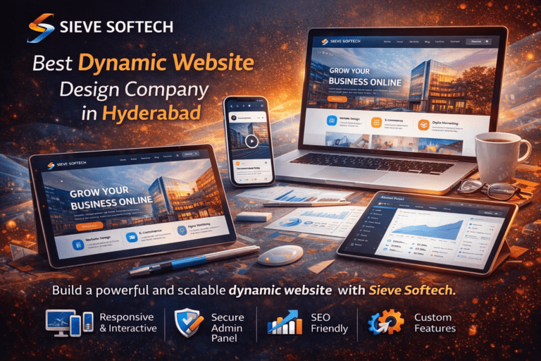 Dynamic website design services by Sieve Softech showing responsive and interactive business website development.