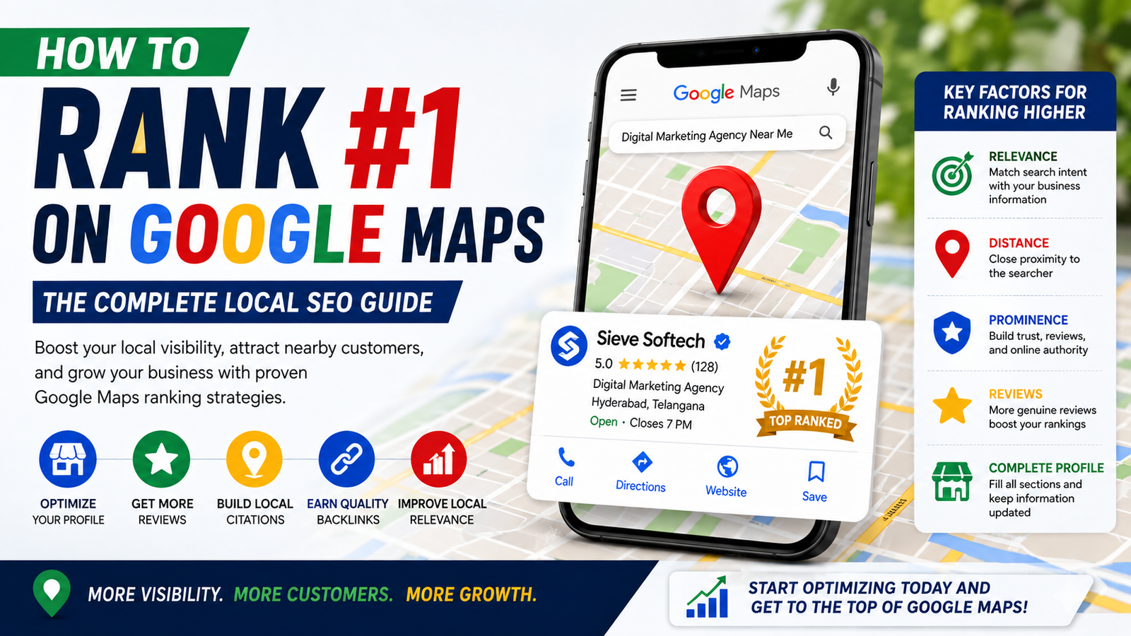 strategies to rank #1 on Google Maps using Google Business Profile optimization, local SEO, reviews, citations, and backlinks.